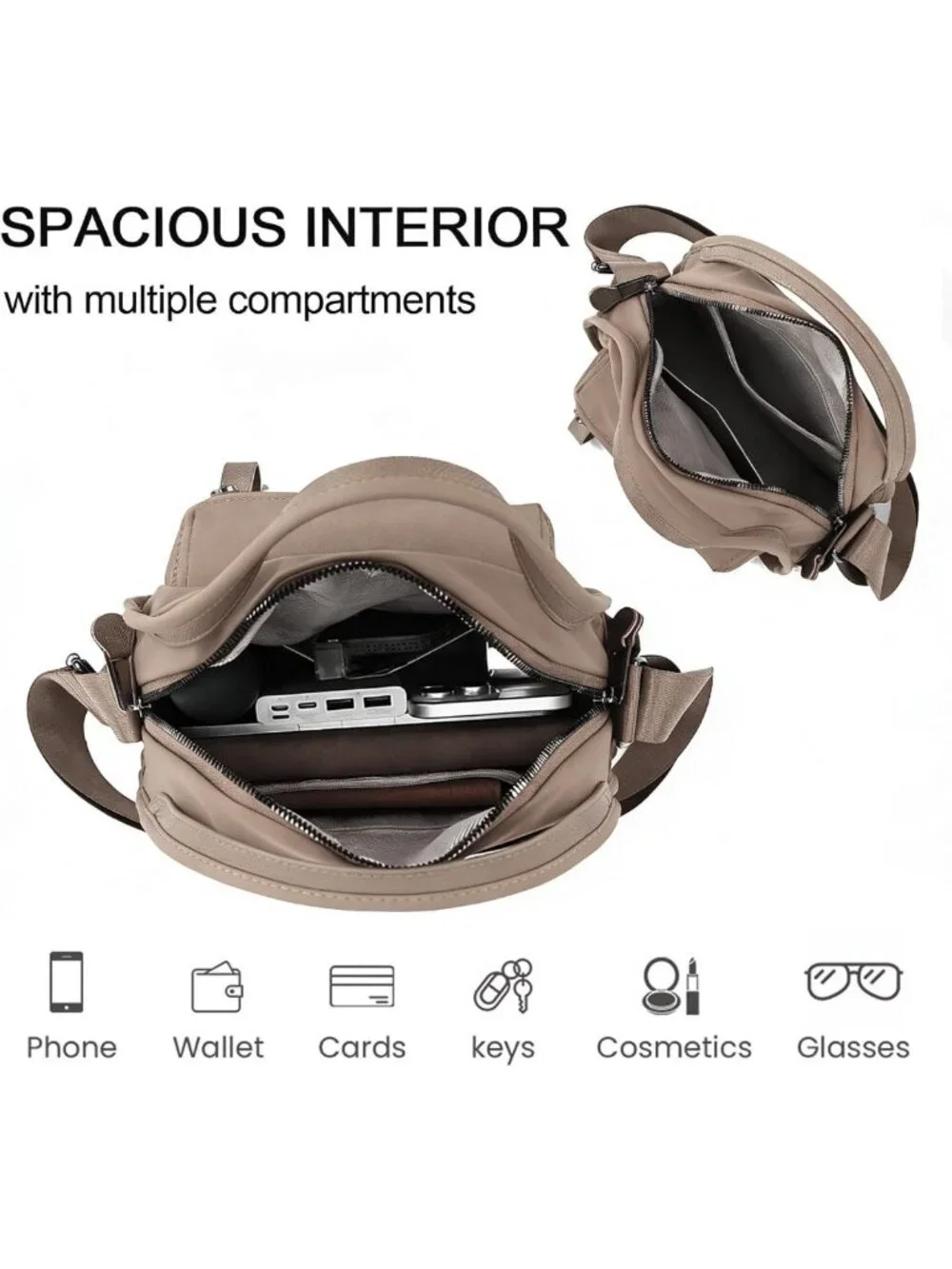 Lightweight Nylon Crossbody Bag for Women | Casual Everyday Shoulder Purse